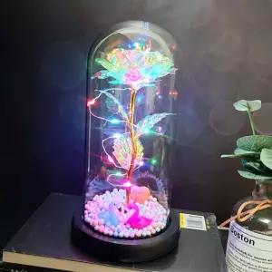 (올핀)홀로그램 장미 LED 무드등 유리돔 꽃 조명