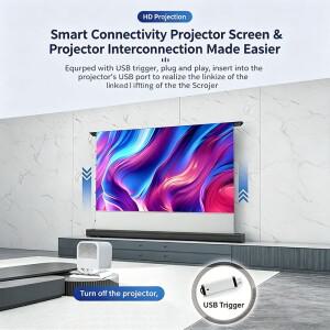 전동 ALR 롤러블 플로어 라이징 150인치 최대 롱 스로우 프로젝터 스크린 프레넬 주변광 차단 HD 3D 4K 8K