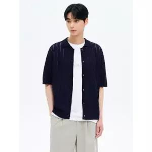 에잇세컨즈 8SECONDS 스카시 카라넥 반소매 카디건 네이비