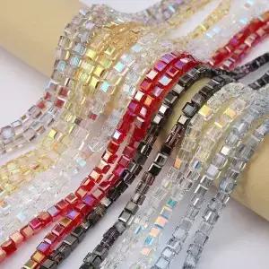 20pcs 8MM 큐브 광장면 된 유리 크리스탈 비즈 보석 만들기 구슬 DIY 팔찌 스페이서 페르시