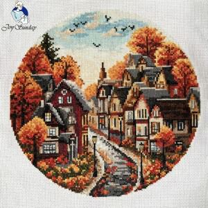 기쁨 일요일 크로스 스티치 키트 가을 거리 HD 16/14/11CT 인쇄 Canva DIY 손 자수 룸 장식 공예 계산