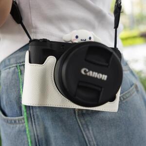 Canon EOS R50V 카메라 보호 케이스 하프 베이스 커버 파우치 백어깨 끈 포함 손바닥 오픈 1/4 나사