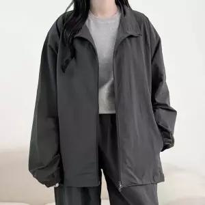 패션 간절기 아우터 베이직 데일리 커플 남녀공용 러슬 하프넥 집업