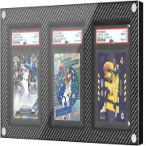 미욜루 3슬롯 등급 카드 디스플레이 케이스 마그네틱 클리어 아크릴 커버가 있는 월 마운트 PSA BGS CGC