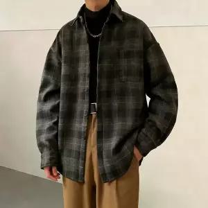 남성 체크 셔츠 M~8XL 봄가을 롱슬리브 데일리 캐주얼 내피 아우터 겸용