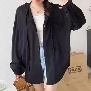 마이쏭 여성 빅사이즈 어반루즈핏후드롱셔츠 여름셔츠