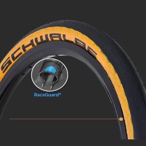 SCHWALBE ONE RACER KOJAK 1/3 1/4 타이어, 16 인치 349 소형 휠, 펑크 방지, 접이식 위드 옐로우 사이드