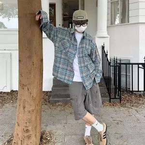 남여공용 봄가을 셔츠 면 긴팔 체크남방 롱슬리브 꾸안꾸 루즈핏 셔츠