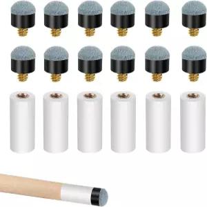 18Pcs 12mm 당구 큐 팁 교체 세트 화이트 풀 스틱 페룰 및 소프트 스크류 온 Bulle