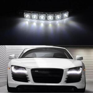 2pcss 자동차 방수 DRL 6 칩 장식  주간 러닝 라이트 운전 Led 스트립 헤드 안개 백업 트렁크
