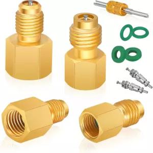 볼티겐 R134a 냉매 탱크 어댑터 R12 R22와 커넥터 밸브 코어 리무버가 있는 1/2에서 1/4 플레어 진공 펌프