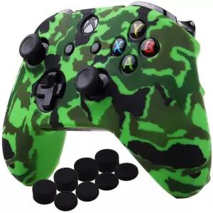 Xbox One X S 컨트롤러 워터트랜스퍼 카모 실리콘 커버 스킨 케이스 그린 PRO