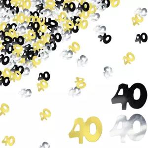 BEADNOVA 40세 생일 파티 장식 웨딩 테이블 40주년 기념 번호 색종이 1온스 골드 실버 블랙 믹스