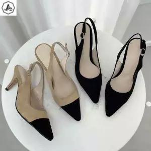 [애슬릿][애슬릿]투톤 슬링백 스웨이드 데일리 기본 스틸레토 구두 7cm