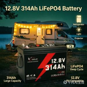 LiFePO4 12.8V 314AH 용량 100% DoD 4000 사이클 저온 보호 태양 에너지 충전 야외 캠핑 RV 가족용