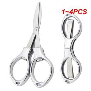 1~4PCS 스테인레스 스틸 녹슬지 않는 휴대용 접이식 가위 안경 모양의 미니 소형 전단 낚시 가정 및 여행