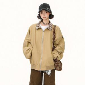 여성 빈티지 카고 양면 체크 코트 가을 재킷 상의