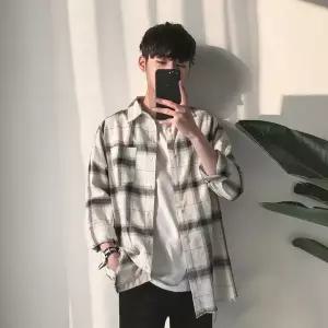 남녀공용 오버핏 체크 남방 셔츠