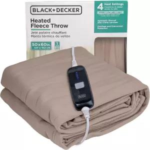 Black+Decker 전기 히팅 담요 플리스 4단계 온도 조절 3시간 머 자동 전원 차단 빠른 가열 50x60인치