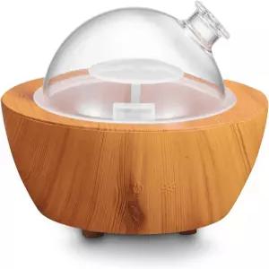 280ml 유리 우드 그레인 베이스 용 에어 안전 자동 차단 기능과 7가지 색상 LED 조명이 된 쿨 미스트 홈 오