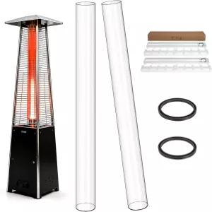 2개 세트 유리 튜브 교체용 높이 495인치 직경 4인치 쿼츠 실리콘 고무 링 Hiland 및 Fire Sense 4면 피드