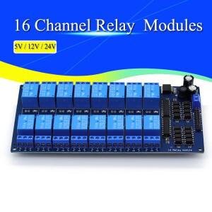 16 채널 릴레이 실드 모듈 DC 5V 12V 24V 옵토 커플러 LM2576 마이크로 컨트롤러 인터페이스 Arduino DIY