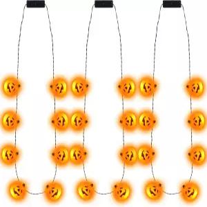 JOYIN 3개 세트 할로윈 LED 호박 모양 잭오랜턴 빛나는 목걸이 파티 기념품 및 용품 의상 액세서리