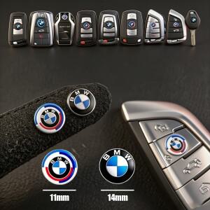 11/14mm BMW 호환 호환 자동차 리모컨 키 엠블럼 버튼 스티커 액세서리 E90 G80 M3 G30 M5 F82 F83 F20 F21