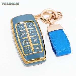 호환 제네시스 G80 GV70 2019 2020 차량용 8버튼 TPU 자동차 리모컨 키 홀더 커버 케이스 액세서리