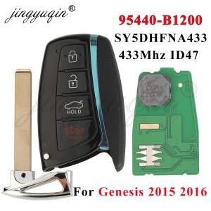 Jingyuqin  호환 제네시스 G80 2015 스마트 자동차 키 4 버튼 433MH ID47 SY5DHFNA433 키리스 포브 95440-B