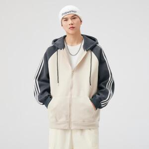 빛채운 남성 스트라이프 스트링 후드 캐주얼 편한 학생 카디건 블루