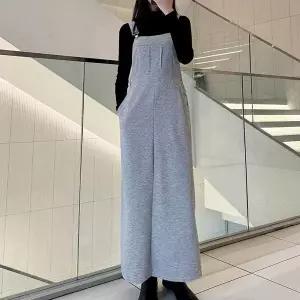 [하프클럽/]베이직 멜빵 롱 원피스 뷔스티에 포켓 허리 뒷밴딩 레이어드 드