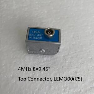 4MHz 8x9 45/60/70도 NDT 초음파 센서 프로브 트랜스듀서가 있는 상단 연결 각도