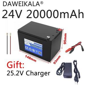 24V 배터리 20Ah 18650 리튬 팩 태양 에너지 전기 자동차 충전식 배터리+25.2v2A