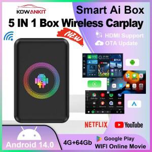 카플레이 네비게이션 carplay 코완킷 5 in 1 안드로이드 14 무선 카플레이 AI 박스 스마트 4 64G HDMI 플러그 앤 플레이 안드로이드 오토 카 TV 박스 유튜브 넷플릭스 2026 지원