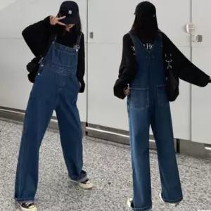 데님멜빵바지 청멜빵바지 통바지 멜빵팬츠 진청