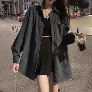 [하프클럽/]그런지 나시 락시크 장미 레터링 루즈핏 블랙 오버핏 셔츠 여성