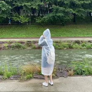 EVA 여성 비옷 화이트 반투명