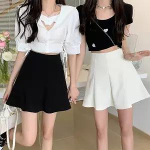 여자 플리츠 A라인 지퍼 속바지 미니 스커트 치마