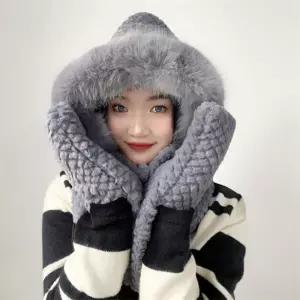 일체형후드머플러 그레이 부드러운머플러