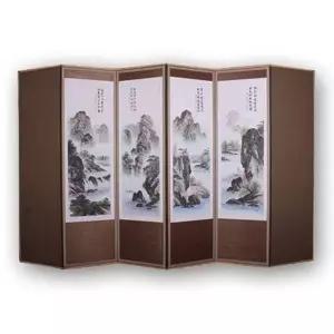 (두레공예사) 옥비단 추사 산수화 6폭 병풍(커버포함) 제기세트