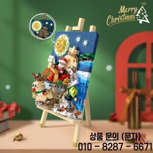 미니 빌딩  크리스마스 썰매 이젤 모델 장식품 DIY 퍼즐 조립 벽돌 14세 이상 장난감 선물 홈 인테리어