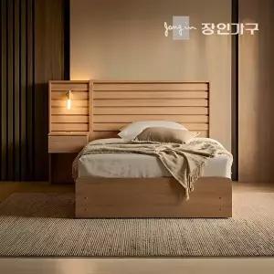 [장인가구](무료) 글랜 몰딩헤드 호텔 수납 침대 프레임 서랍형 SS +LED 협탁1 +유로탑 매트