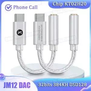 JCALLY JM12 디지털 오디오 어댑터 TypeC 3.5mm Hifi DAC KTO2H20 칩 32비트 384KH DSD128 디코더 유형 C