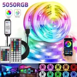 RGB 앰비언트 라이트 스트립 USB 5V LED 5050 음악 동기화 플렉시블 테이프 스마트 홈 조명 리모컨 앱 제어