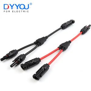 전원 태양광 커넥터 30A Y-분기 케이블 패널용 쌍의 병렬 어댑터 1xM/FF+1xF/MM 검정색 빨간색