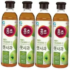 사과발효초 음료베이스 900ml 4병 건강식초 희석용 새콤달콤 홍초원액 업소용