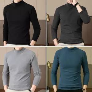 도톰플러스 편한반목 폴라티셔츠 플리스 기모티셔츠 목폴라티셔츠 피치기모티셔츠