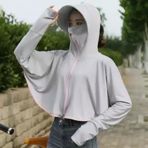 자외선차단 크롭 후드집업 바람막이 점퍼 그레이