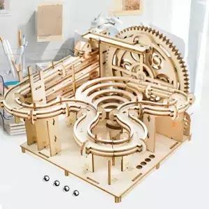 3D 나무 퍼즐 DIY 기계 수동 모델 구축 키트 조립 대리석 세트 성인 선물을위한 4 공